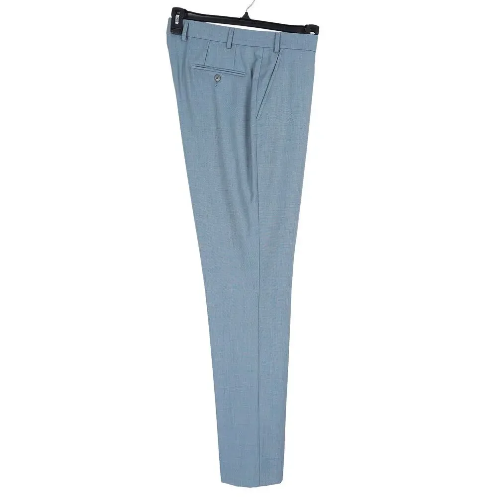 Calvin Klein Mens Slim Fit Suit Pants 42x30 Green Solid Stretch Wool Sharkskin